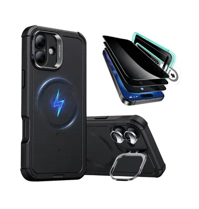 ESR Cyber Tough Case with Stash Stand Privacy Protection Bundle For iPhone 16 Plus