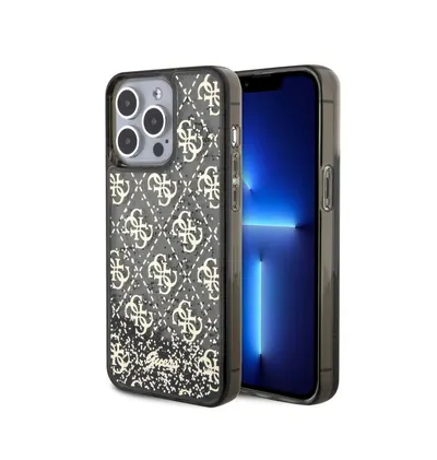 CG Mobile Guess Liquid Glitter Case with 4G Pattern for iPhone 15 Pro and Pro Max