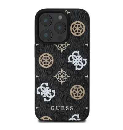 Guess PU 4G Design Hard Case With Peony For iPhone 16 Pro and Pro Max
