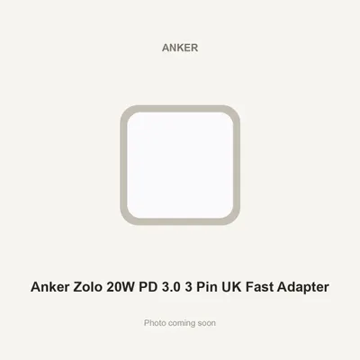 Anker Zolo 20W PD 3.0 3 Pin UK Fast Adapter