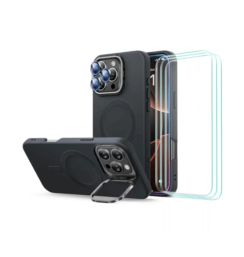ESR Cloud Soft Case with Stash Stand Protection Bundle for iPhone 16 Pro Max