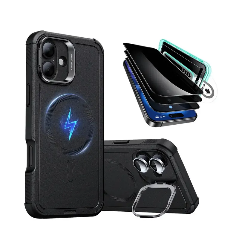 ESR Cyber Tough Case with Stash Stand Privacy Protection Bundle For iPhone 16 Plus