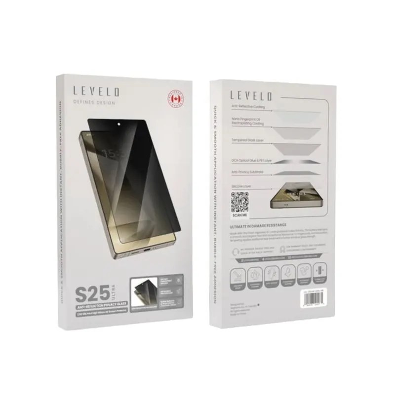 Levelo Anti Reflection Privacy Glass for S25 Ultra