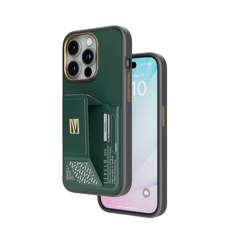 Levelo Morphix Gripstand Case With Cardholder For iPhone 15 Pro Max