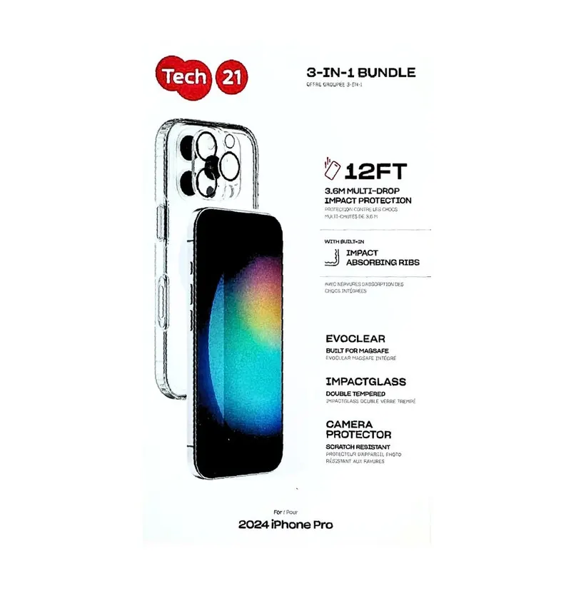 Tech21 3 in 1 EvoClear Bundle for 2024 iPhone Pro