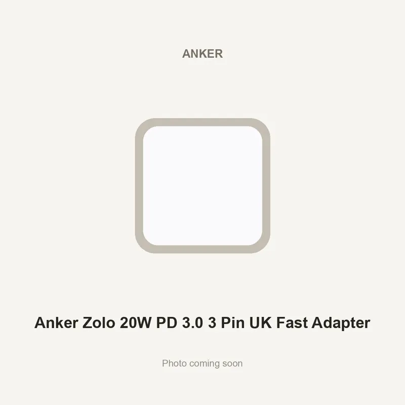 Anker Zolo 20W PD 3.0 3 Pin UK Fast Adapter